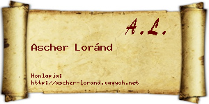 Ascher Loránd névjegykártya